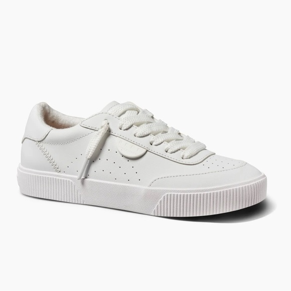 Reef Shoes - Reef Women's Lay Day Seas White Leather Low-Top Sneakers, NWT, Size 9 (EUR 40)